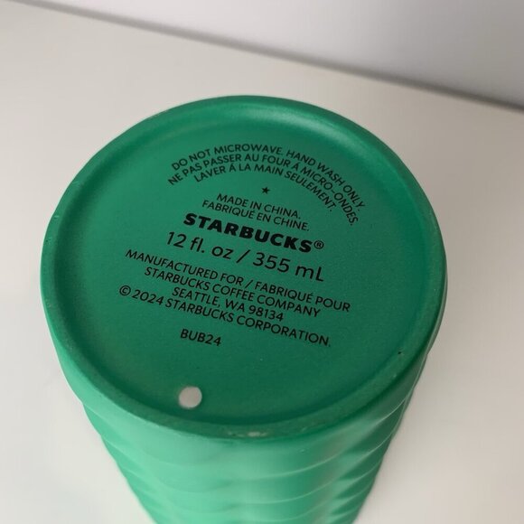 NWOT Starbucks Holiday 2024 Green Studded Ceramic 12 oz Tumbler W/Lid BUB24 - Picture 7 of 7